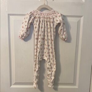 Magnolia Baby White with Light Pink Polka Dots Footies
